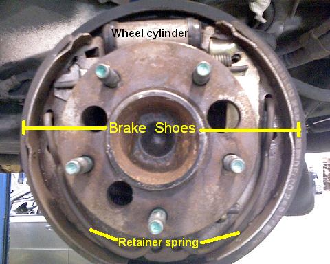 Rear drum brakes operation and description.
